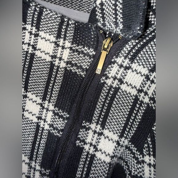 Chaps Women's Plaid Asymmetrical Moto Zip Sweater Jacket Size XL EUC - Picture 3 of 7